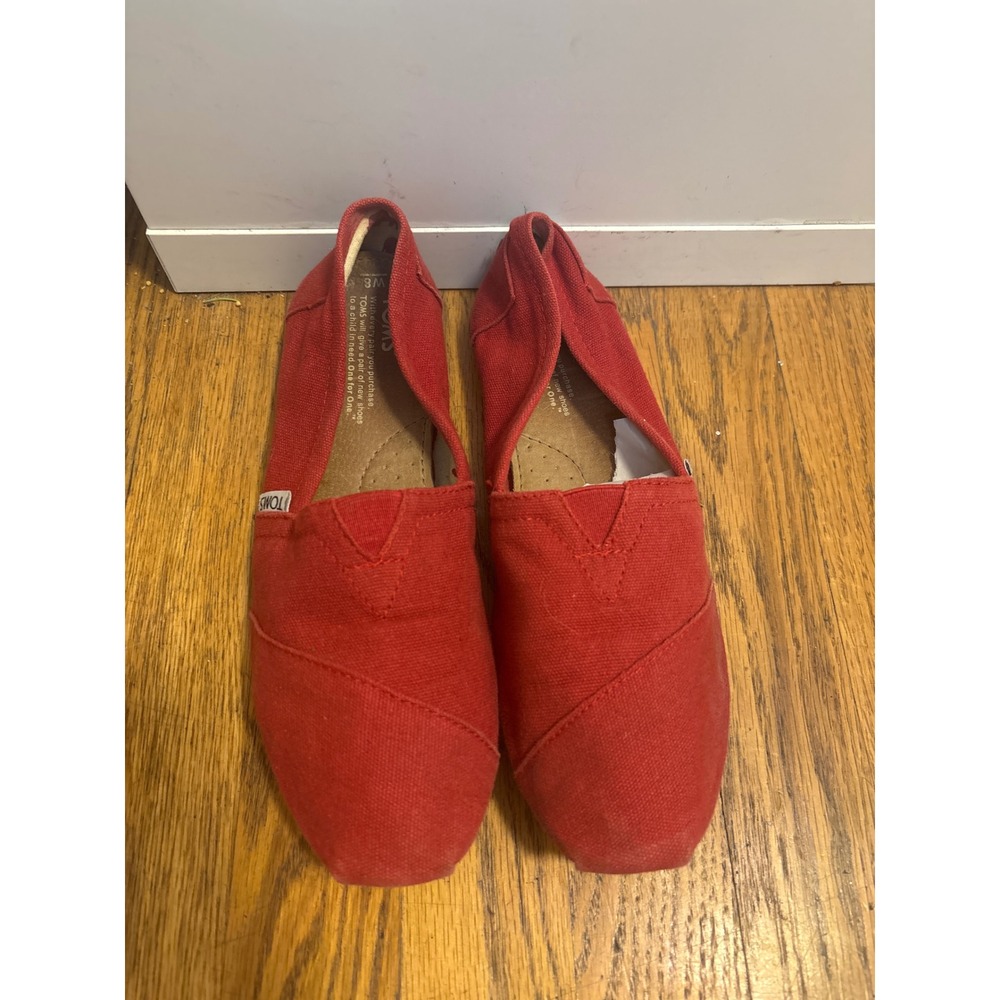 TOMS Classic Alpargata Red Canvas Slip On‎ Flats Womens Size 8 Shoes